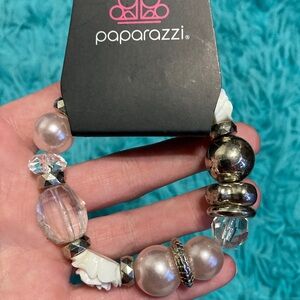 Paparazzi Pink Pearl and White Rose Bracelet